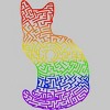Adult Design By Humans Pride Rainbow Cat Maze By MisoKnotty T-Shirt - 2 of 2