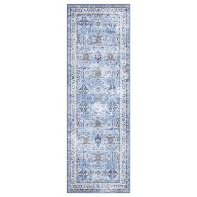 COZONY Washable Vintage Oriental Area Rug with Non-Slip Backing, Low Pile Soft Carpet for Living Room and Bedroom