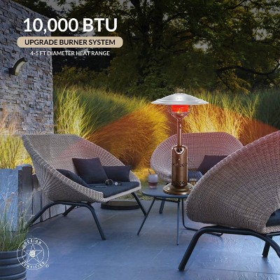 Bronze and Silver Tabletop Propane Patio Heater with Emergency Shut Off