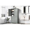 TOBILI Tall and Wide Storage Cabinet with Doors for Bathroom/Office, Three Drawers, Grey - 3 of 4