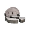 5 Pieces Outdoor Patio Rattan Round Daybed Sunbed with Retractable Canopy and Removable Cushions - 2 of 4