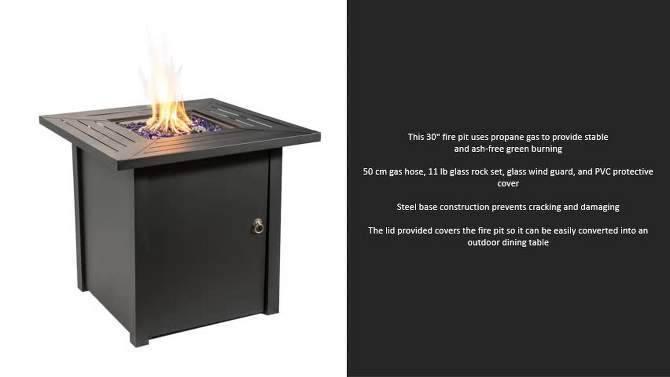 Oasis 30&#34; Square Steel Propane Gas Fire Pit - Teamson Home, 2 of 10, play video