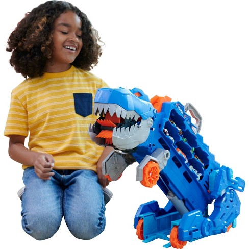 Hot Wheels City Ultimate T rex Transporter Hauler Transforms Into A Dino Featured In Lets Race Target