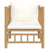 vidaXL Patio Sofa with Durable Bamboo Material, Cream White Cushions, Modular Build for Customizable Lounge Sets, Easy Assembly - 3 of 4