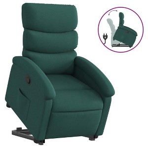 vidaXL Dark Green Stand Up Recliner Chair - Power Lift Assist, Manual Recline, Padded Fabric Seating, Side Pocket, Sturdy Frame for Elderly - 1 of 4