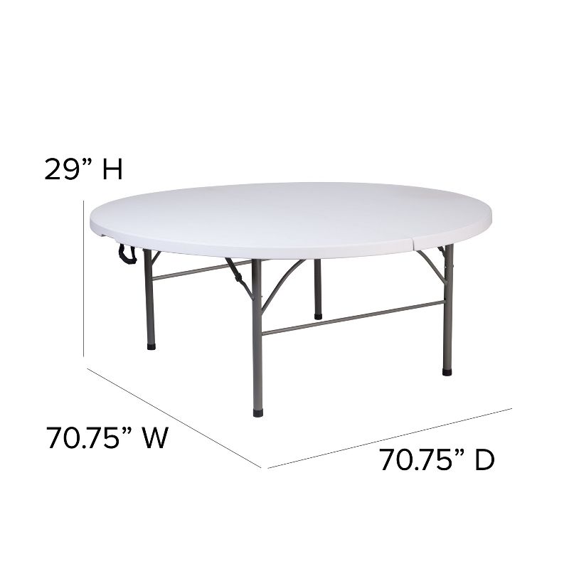 Flash Furniture 5.89-Foot Round Bi-Fold Granite White Plastic Banquet and Event Folding Table with Carrying Handle, 4 of 12