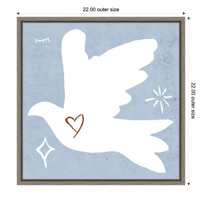 White Dove Christmas Canvas Print with Gray Frame