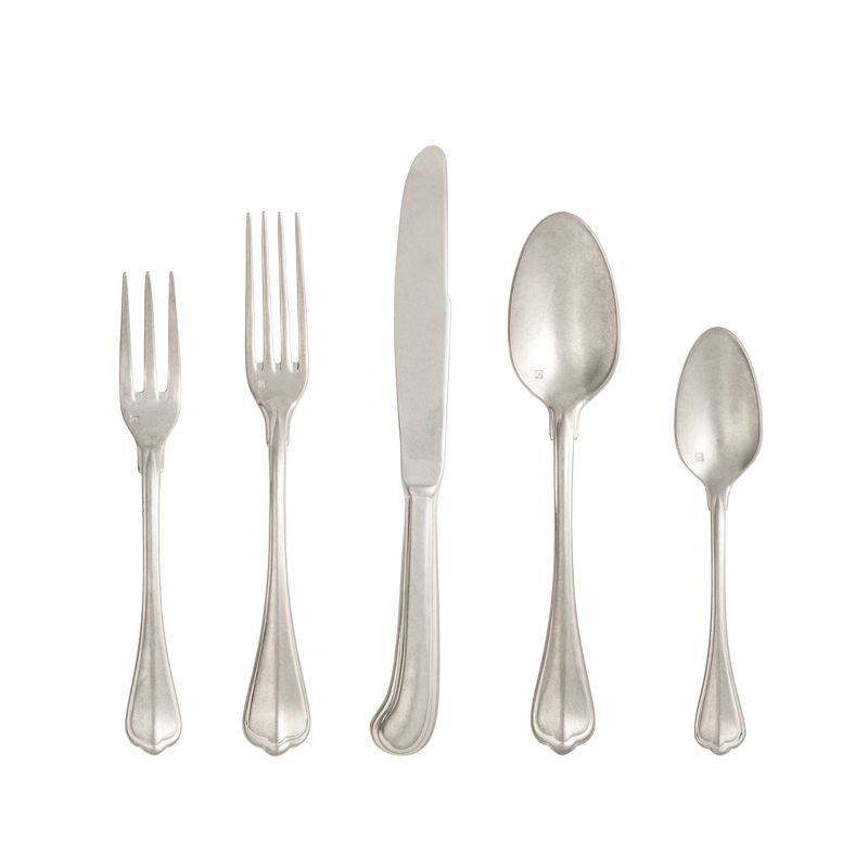 Fortessa Tableware Solutions 20pc San Marco Antiqued Stainless Steel Flatware Set Silver, 1 of 11