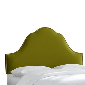 Arch Nail Button Headboard - Apple Green - King - Skyline Furniture
