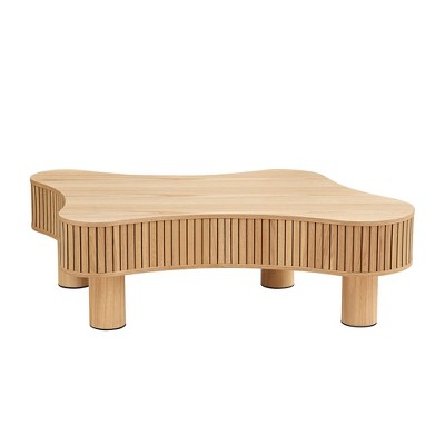 NicBex Modern 42.5" Irregular Shaped Coffee Table with Pedestal Base for Living Room and Office