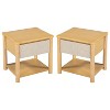 Sapphtopaz Wood Nightstand Set of 2 with Drawer Farmhouse Bedside Table with Open Bottom Shelf & Round Leg Night Stand for Bedroom, Living Room - 4 of 4
