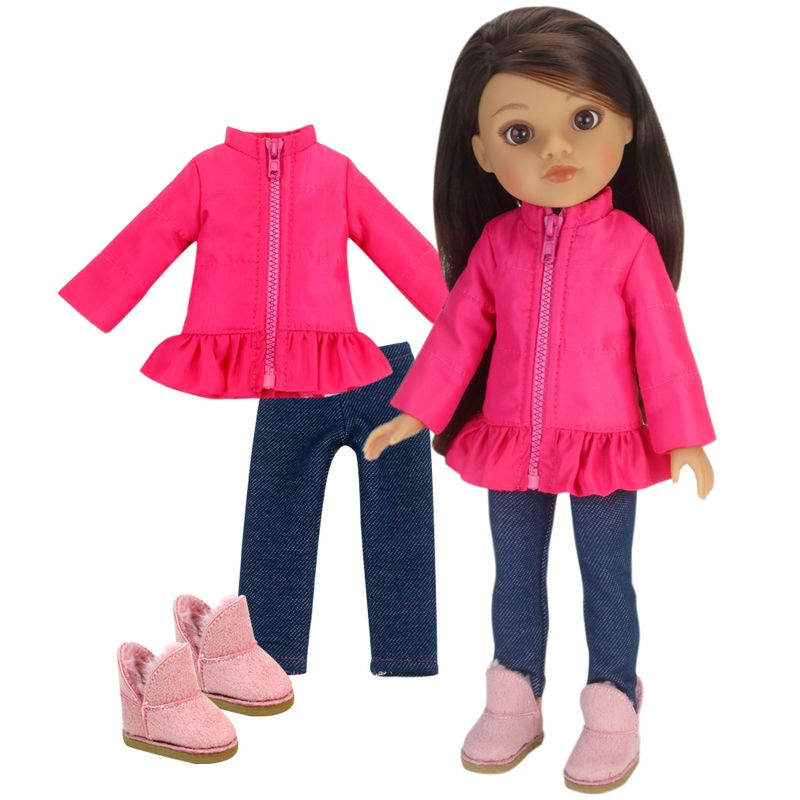 Sophia’s 3 Piece Winter Outfit with Boots for 14.5" Dolls, Hot Pink, 4 of 6