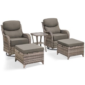 POCASSY Outdoor Swivel Rocker Patio Swivel Chairs Set of 2, 6" Thick Cushions All Weather Gray Wicker Swivel Glider Chairs with High Back for Porch - 1 of 4