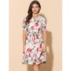 INSPIRE CHIC Women's Vintage Floral Peter Pan Collar High Waist Puff Sleeve A-line Midi Dress - 3 of 4