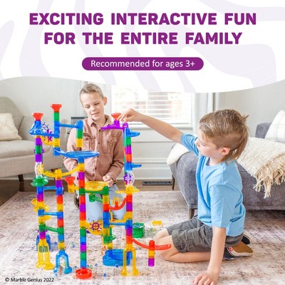 85-Piece Multicolor Translucent Marble Run Set with Glass Marbles