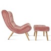 Planet 37.5" High Back High-End Velvet and Ultra-Soft Cushioning Upholstered Chaise Lounge Chaise and Ottoman Foot Rest Set-Maison Boucle - 2 of 4