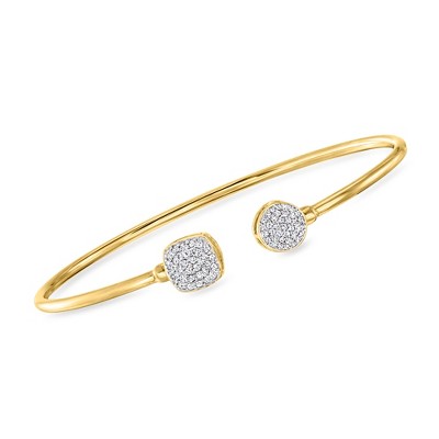 Ross-Simons 0.25 ct. t.w. Diamond Square and Round Cluster Cuff Bracelet in 18kt Gold Over Sterling Size 8