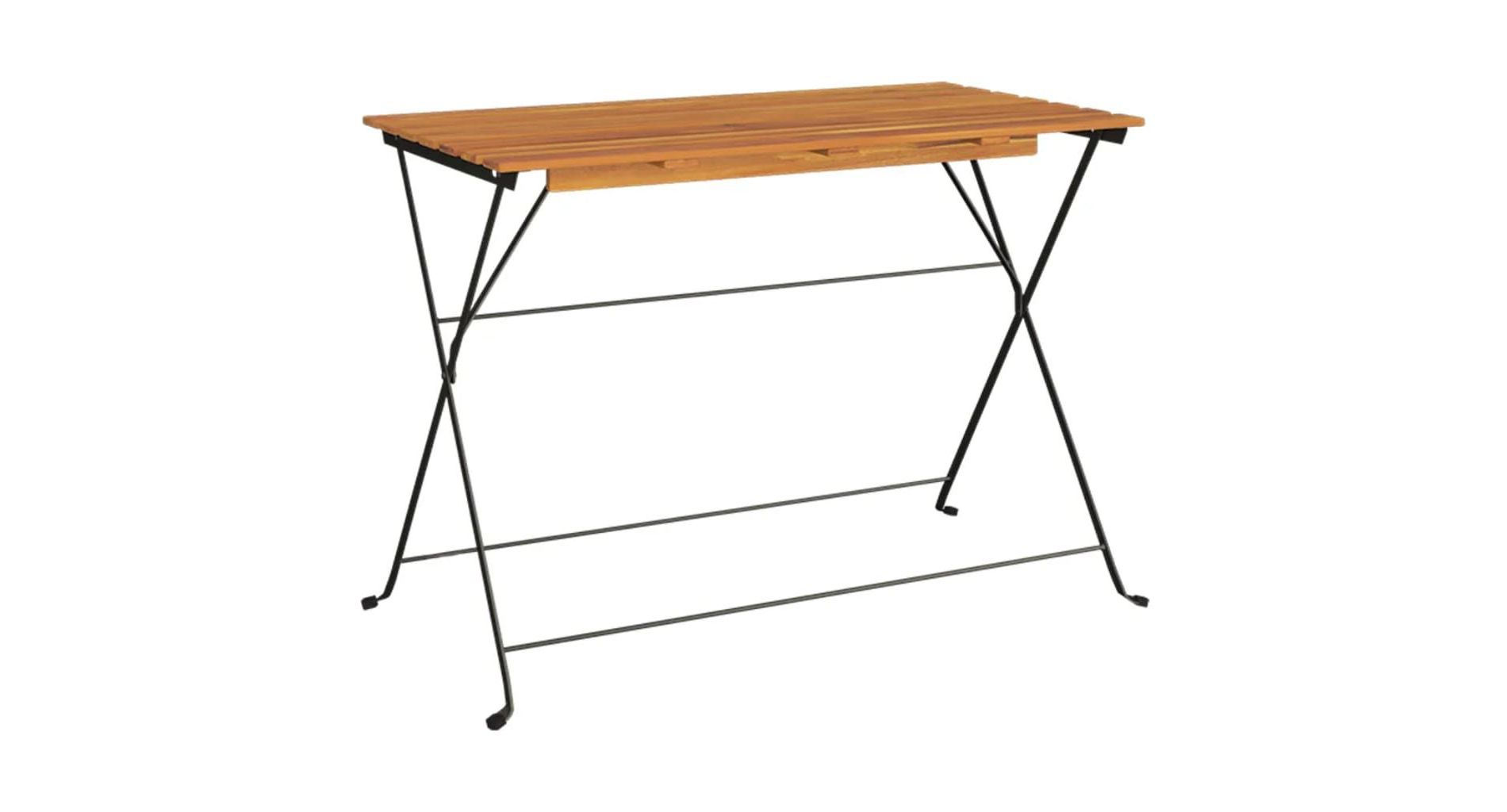 vidaXL Folding Bistro Table 39.4"x21.3"x28" Solid Wood Acacia and Steel