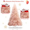 Tangkula 7ft Pink Artificial Christmas Tree 937 Hinged tips w/ Metal Stand Holiday Season - 3 of 4