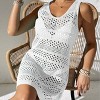 Women's Cover-Up Dress Crochet Knit Beach Dress Hollow Out Tunic - 2 of 4
