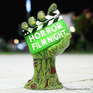 Horror Film Night Zombie Hand Statue, 10" Solar Powered Halloween Themed Garden Figurine| OrnamentallyYou - 1 of 4