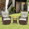 EROMMY 3 Pieces Patio Swivel Rocker Rattan Chairs, Outdoor Swivel Rocking Chairs With 1 Rattan Coffee Table, 360 Degree Swivel Patio Chairs For Lawn - 2 of 4