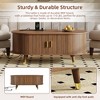 ModernLuxe TV Stand&Coffee Table Set with Charging Station, Oval Media Console with Sliding Door for TVs up to 80", Mid-Century Farmhouse Center Table - 3 of 4