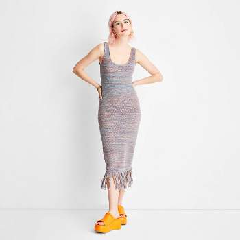 Women's Crochet Fringe Midi Sweater Dress - Future Collective™ with Alani Noelle