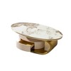 Sintered Stone Coffee Table with Matt Gold Stainless Steel Base and 2 Drawers for Living Room - 2 of 4