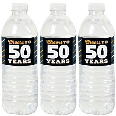 Big Dot of Happiness Cheers and Beers to 50 Years - 50th Birthday Party Water Bottle Sticker Labels - Set of 20