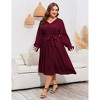 Womens Swiss Dot Maxi Dresses V Neck Flutter Long Sleeve Tie Belt A Line Flowy Long Dress - 3 of 4