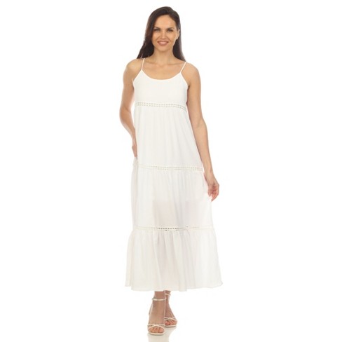 White Mark Women's Scoop Neck Tiered Maxi Dress - White, Xxlarge : Target