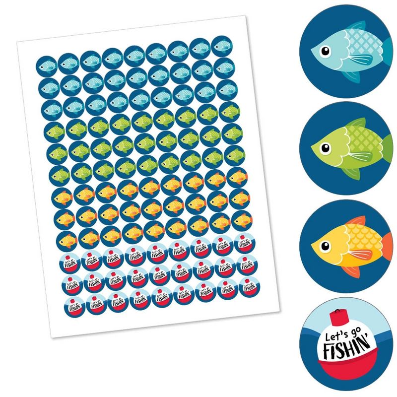 Big Dot of Happiness Let's Go Fishing - Fish Birthday Party or Baby Shower Round Candy Sticker Favors - Labels Fits Chocolate Candy (1 sheet of 108), 2 of 6