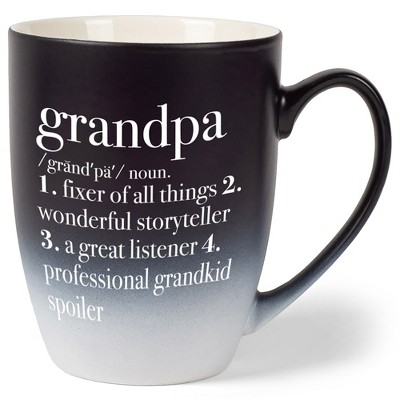 Elanze Designs Grandpa Definition Two Toned Ombre Matte Black and White 12 ounce Ceramic Stoneware Coffee Cup Mug