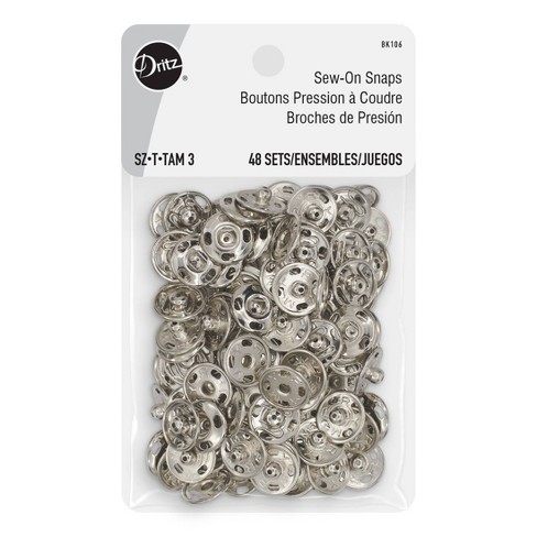 Dritz Sew-On Snaps, 48 Sets, Size 3, Nickel