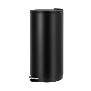 Round Trash Can 30L, Modern Garbage Can with Soft Close Lid and Foot Pedal, Compact Wastebasket with Removable Inner Bucket for Living Room - 1 of 4