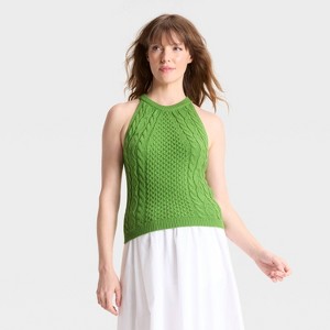 Women's Cable Crewneck Pullover Sweater Vest - A New Day™ - 1 of 3