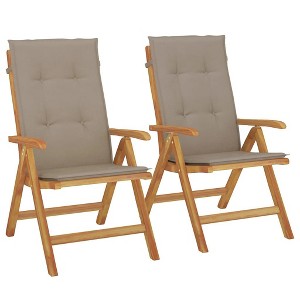 vidaXL Reclining Garden Chair Set of 2 Taupe, Teak - 1 of 4