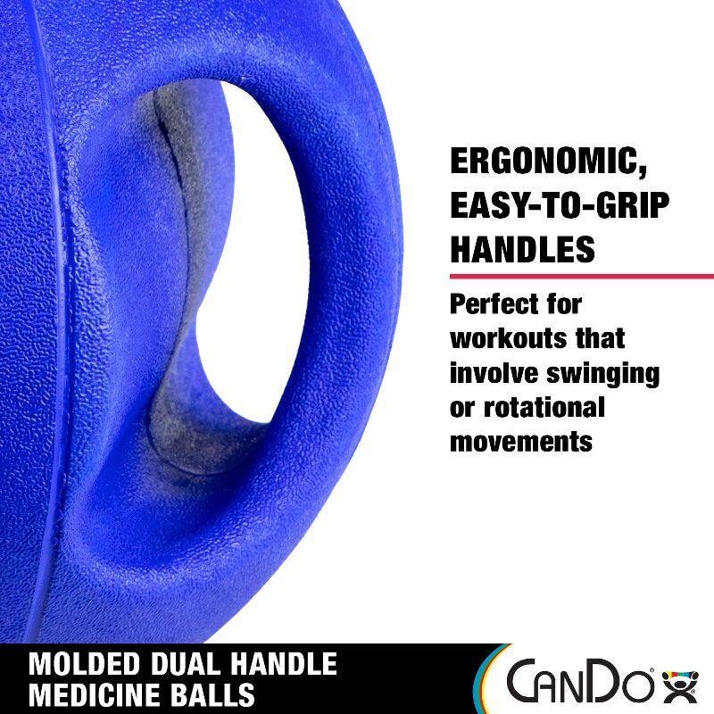 CanDo Molded Dual-Handle Medicine Ball for Strength Training, Core Workouts, Warmups, Cardio, and Plyometrics with Handles for Home and Clinic Use, 4 of 7