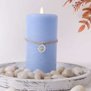 LumiPur 3.5"x7" Signature Coastal Collection Flameless LED Wax Pillar Candle Powder Blue - 1 of 4