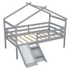 Sapphtopaz Twin Size Low Loft Bed with Slide&Ladder,House Bed Frame with Roof&Guardrail,Kids Toddler Loft Bed for Boys & Girls,Nursery - 4 of 4