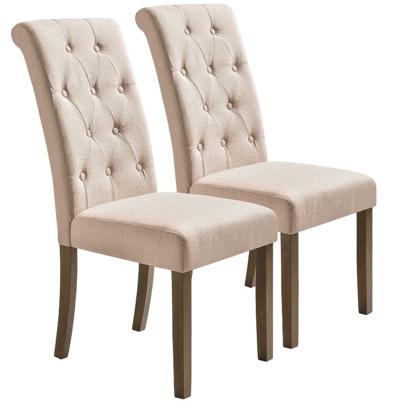 Set of 2 Aristocratic Solid Wood Tufted Dining Chair-ModernLuxe, 5 of 8