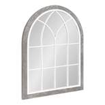 22" x 28" Nola Framed Windowpane Arch Mirror Gray - Kate & Laurel All Things Decor