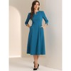 INSPIRE CHIC Women's Elegant Split Neck Side Zipper Pockets 3/4 Sleeve Work A-Line Dress - 2 of 4