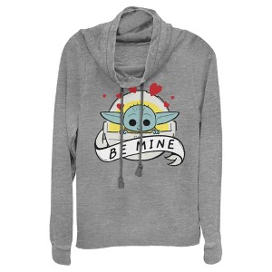 Juniors Womens Star Wars The Mandalorian The Child Be Mine Bassinet Cowl Neck Sweatshirt - 1 of 3