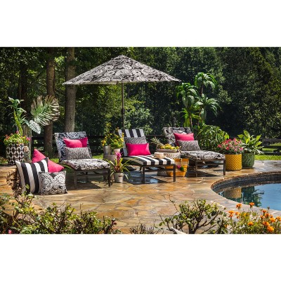 Black and White Cabana Stripe Outdoor Throw Pillows, Set of 2