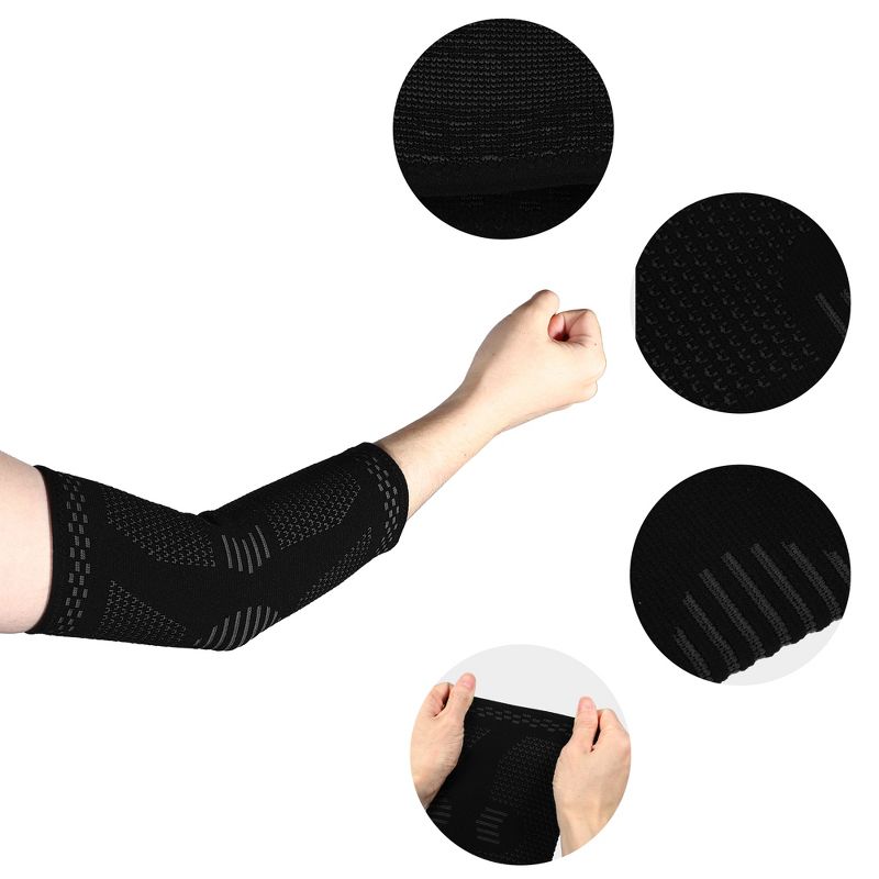 Unique Bargains Breathable Elbow Pads Elbow Protection Brace Tightening Nylon Elbow Pads for Sports 1 Pair, 3 of 7