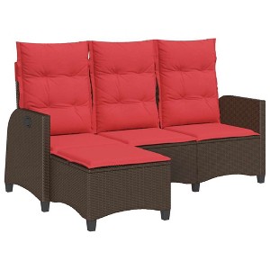 vidaXL Reclining Patio Sofa with Cushions L-shaped Brown Poly Rattan - 1 of 4