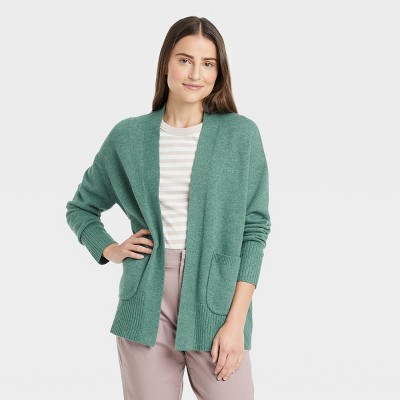 Women's Open-Front Cardigan - A New Day™ Teal S