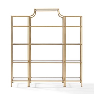 Crosley 80.5" 67" Aimee Etagere Set: Farmhouse Style, Anti-Tip, 12-Tier Steel Frame, Tempered Glass Shelves - 1 of 4